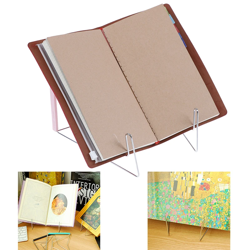 Support de tablette de lecture pliable mains libres, support de lecture en acier inoxydable