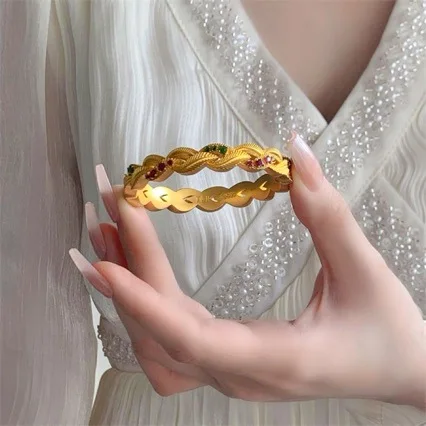 

AU999 Gold Lifetime Bracelet for Women Palace Style Bracelet Filigree Diamond Bracelet 24K Pure Gold Jewelry