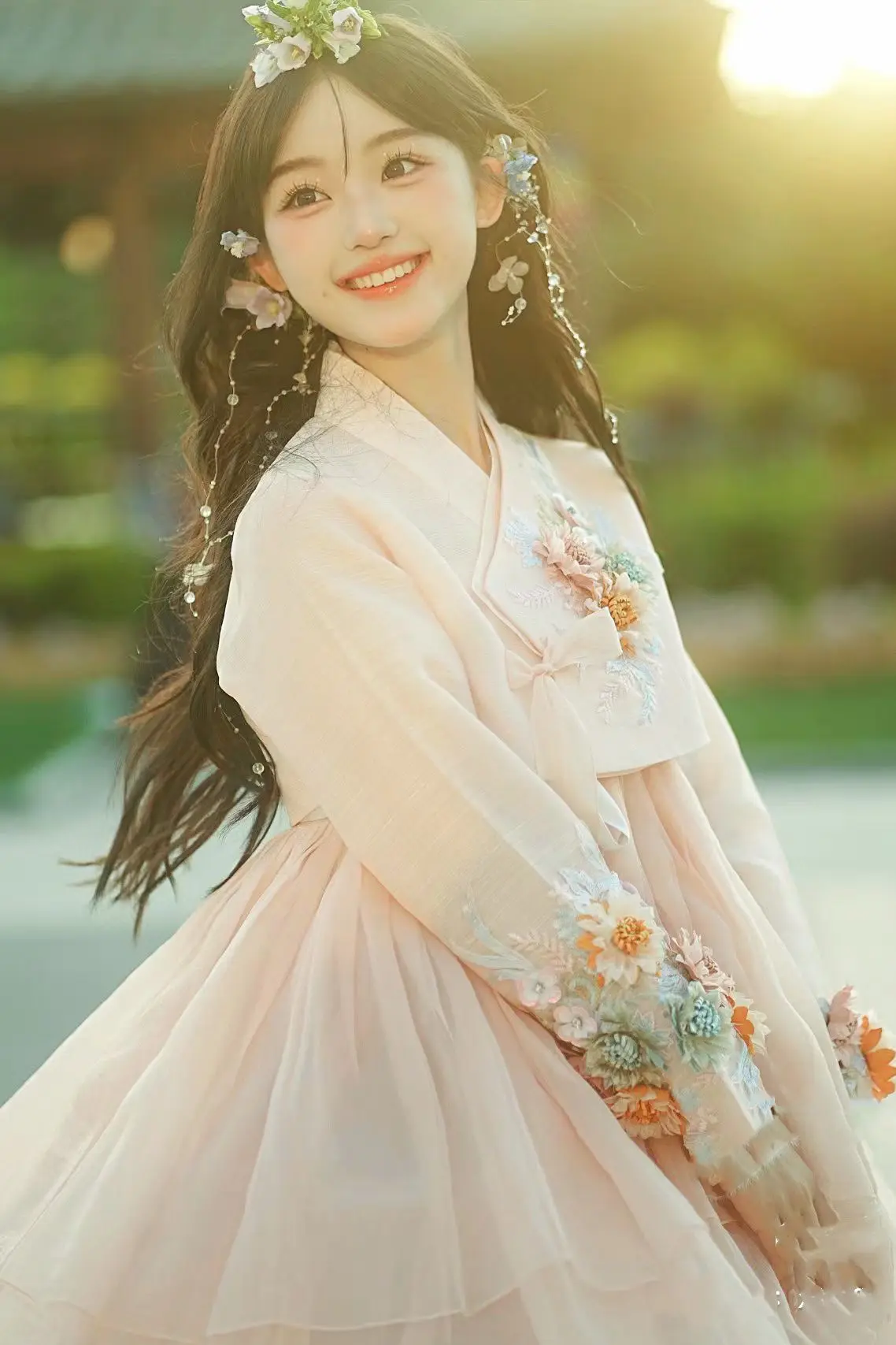 

2025 new improved Korean-style elegant loose court hanbok dress women princess gauze 2 piece set dress dance performance costume