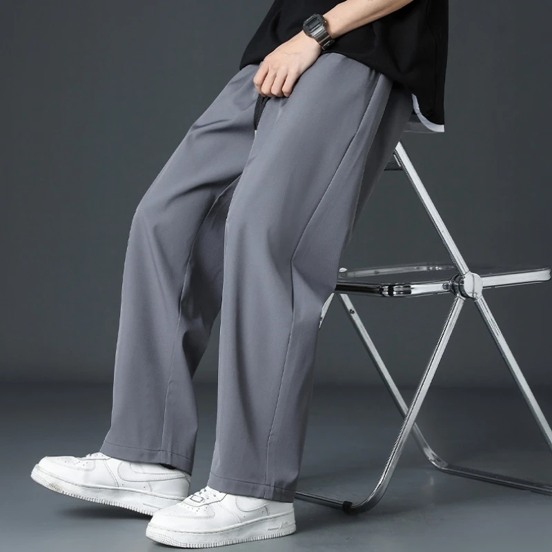 

Ice Silk Qui Dry Summer Men's Pants High Street Trend Youth All-Match Color Sports Long Trousers Wide Leg Pants