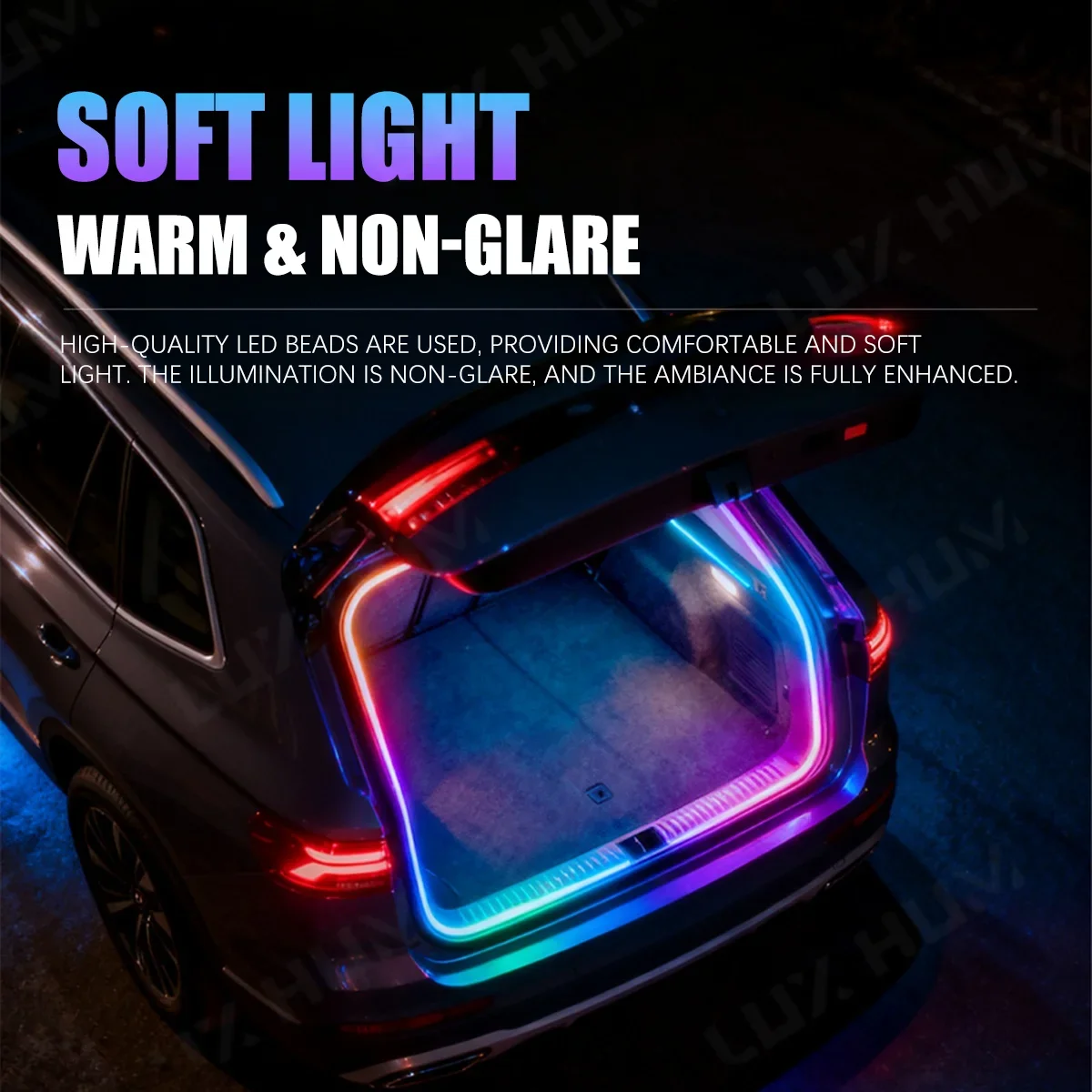 SUV Dynamische Mobile Kofferraum-Lichtleiste 400cm Flexible RGB Neon-Atmosphärenbeleuchtung 12V APP-gesteuertes Umgebungslicht – Detail 3