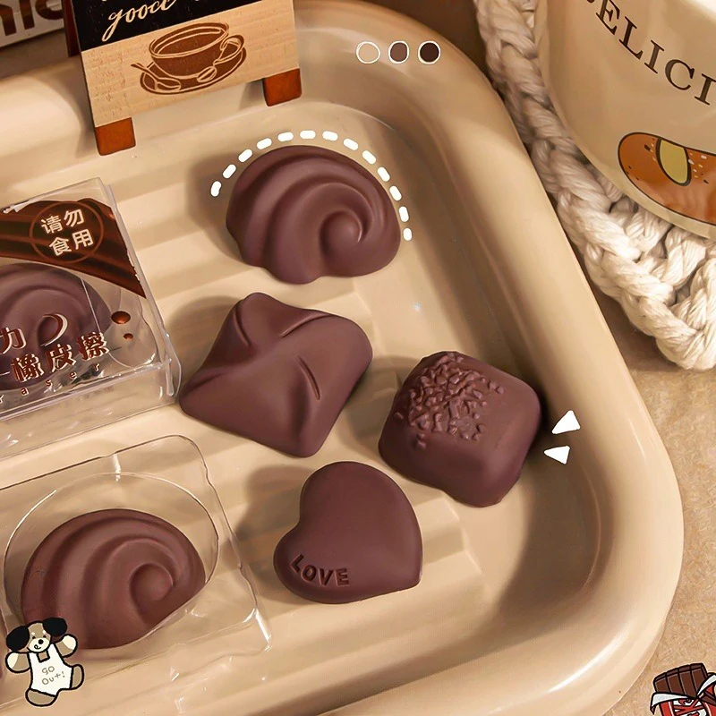 4 قطع من ممحاة الشوكولاتة المقلدة كاواي - مطاط مبتكر لطيف للطلاب، مثالي للرسم واللوازم المكتبية والهدايا #6