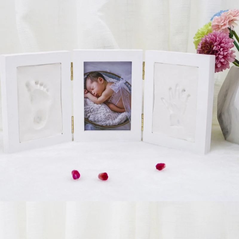 5 Inch Tri-Fold Without Cover Newborn Baby Foot Print Picture Frame Baby DIY Souvenirs Toy Gift