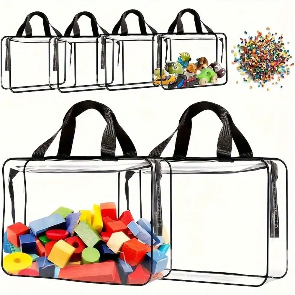 8large toy storage bags multi-purpose zipper transparent PVC waterproof suitcase, suitable for building blocks