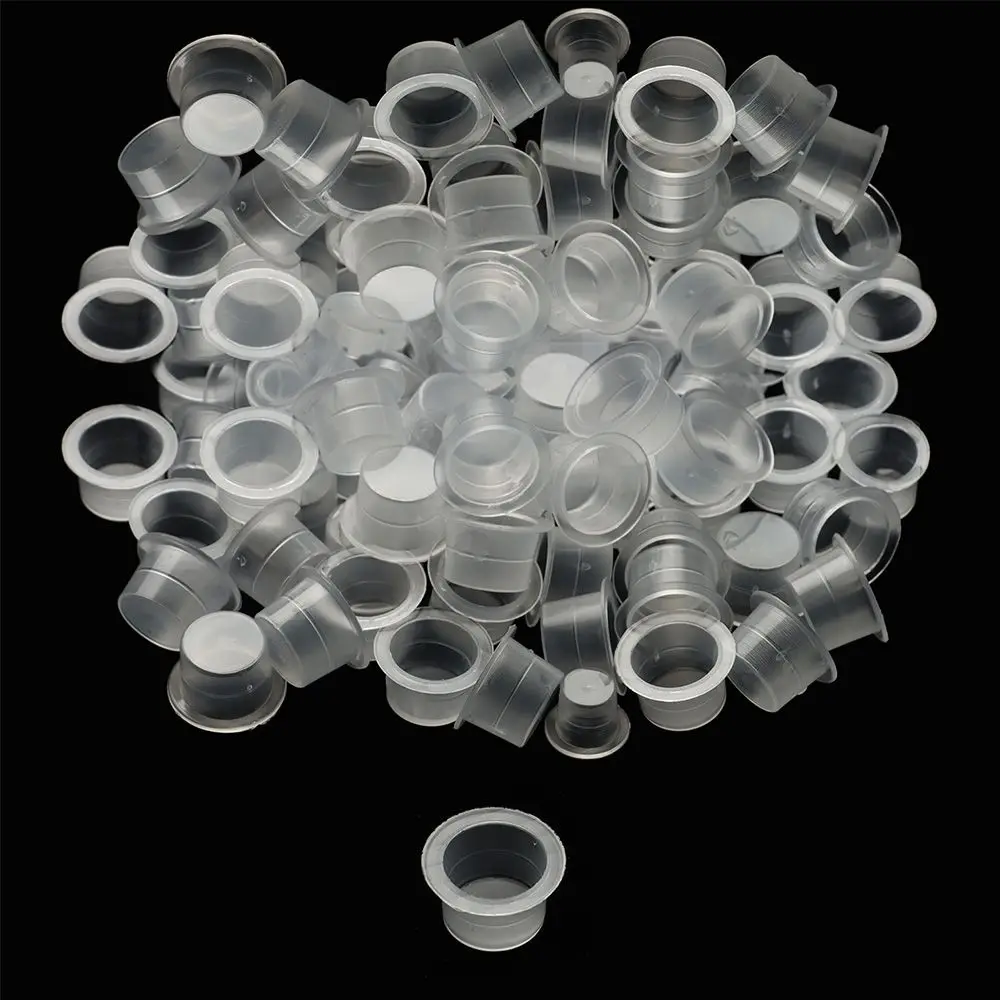 100PCS Disposable Plastic Cups Tattoo Ink Caps Tattoo Pigment Cups Pigment Container Holder Stand Makeup Tattoo Accessories