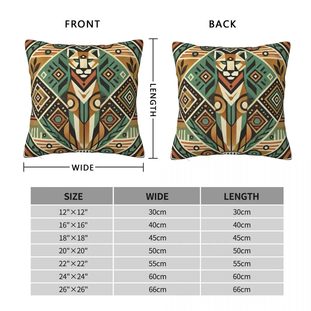 Tribal Cougar Animal Square Pillowcase Polyester Linen Velvet Printed Zip Decorative Sofa Cushion Cover 45x45