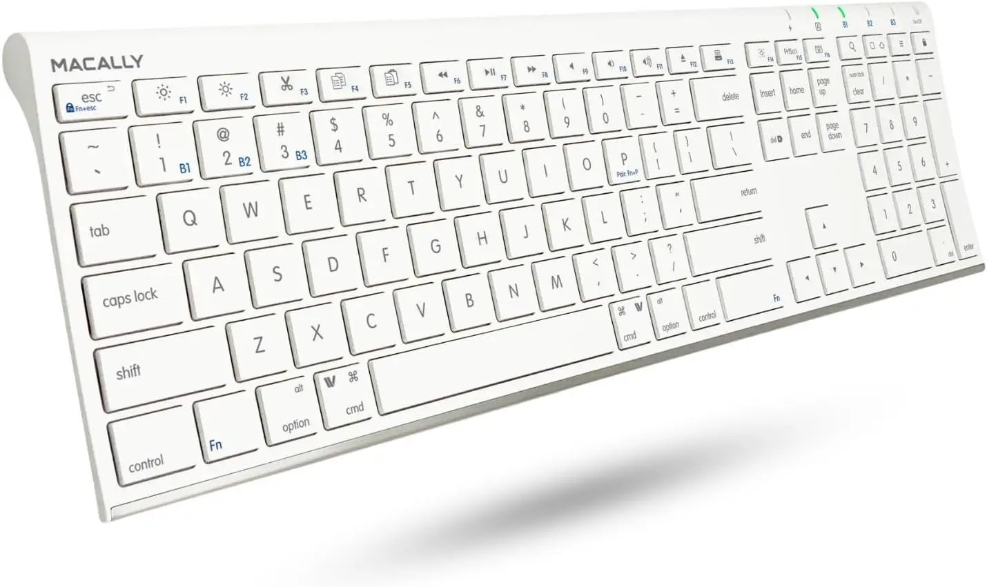 

Wireless Bluetooth Keyboard for Mac, Compatible with Apple Devices, Multi-Device Up to 3, Rechargeable White