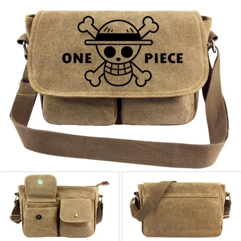 Cartoon One Piece Luffy Canvas Shoulder Bag Crossbody Bag Roronoa Zoro Retro Backpack Casual Bag Student Schoolbag Gift Toys