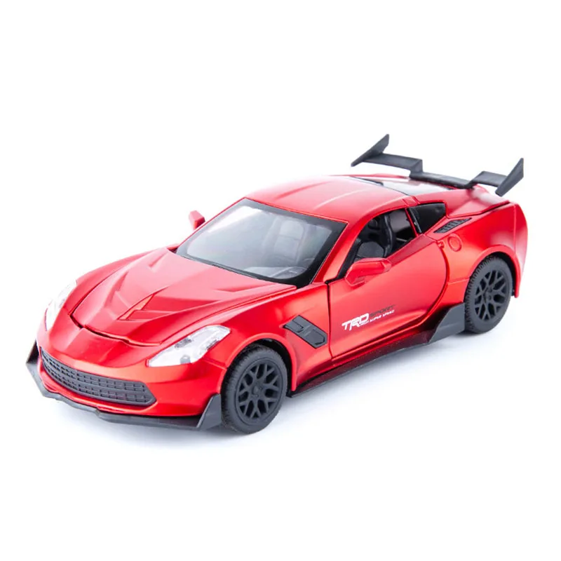 1:24 Alloy Die Cast corvette Toy Vehicle Simulation Sound Light Pull Back Collection Model Sports Car Toys