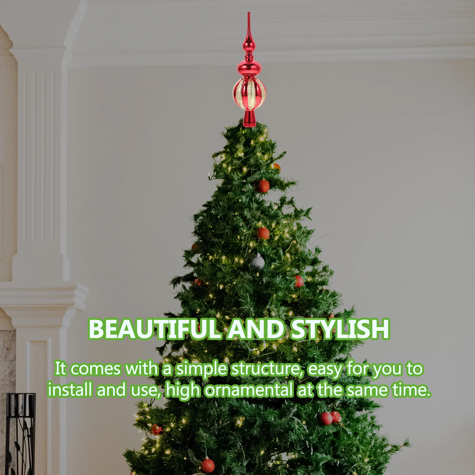 

Christmas Tree Topper Spherical Plastic Ornament Xmas Treetop Decor Holiday Festival Party Decoration Festive Atmosphere