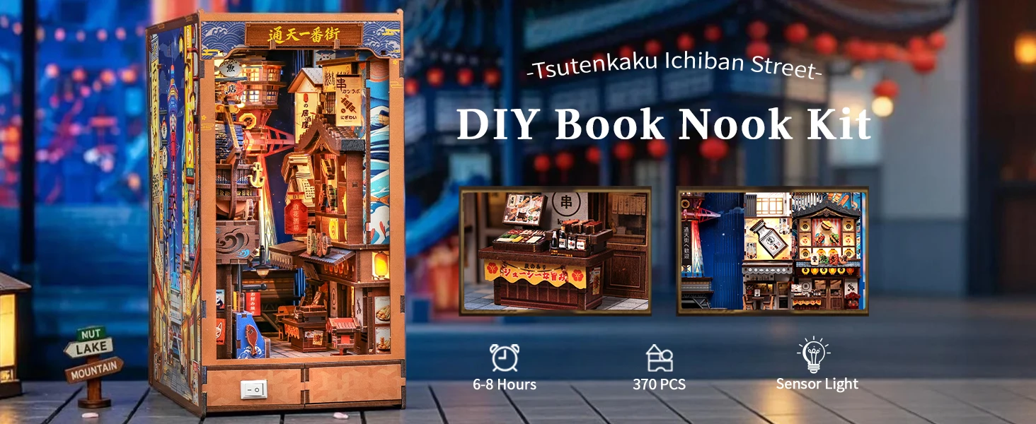 CUTEBEE DIY Book Nook Kit 3D Wooden Puzzle Mini Miniature House Bookshelf Decor Craft Kit for Adult Birthday Christmas Gift Idea
