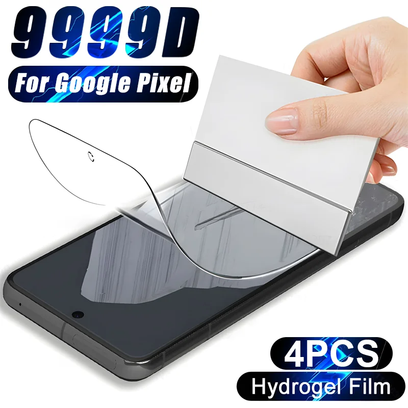 4Pcs Full Cover Screen Protector Hydrogel Film For Google Pixel 8 7 6 Pro 7A 6A Luxury Protective Soft Films Phone Accessories