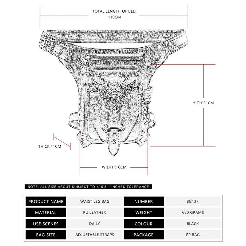 Imagem -06 - Jierotyx Couro da Motocicleta Perna Bolsa Multi-função Steampunk Bolsas de Cintura Feminina Crossbody Cinto Pacote Masculino Punk Tático Bolsa Correntes