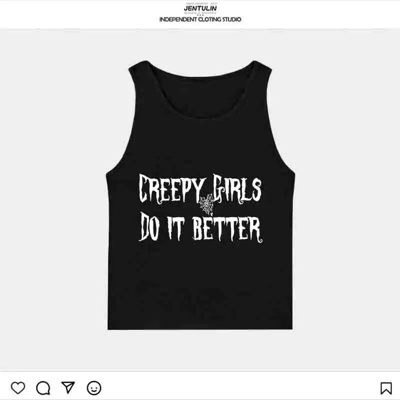 2000s Y2k نمط الملابس القوطية المرأة مشد تانك القمم إلكتروني طباعة ايمو الشرير الرسومات بروتيل القمم الجرونج المحاصيل خمر الطفل تيز
