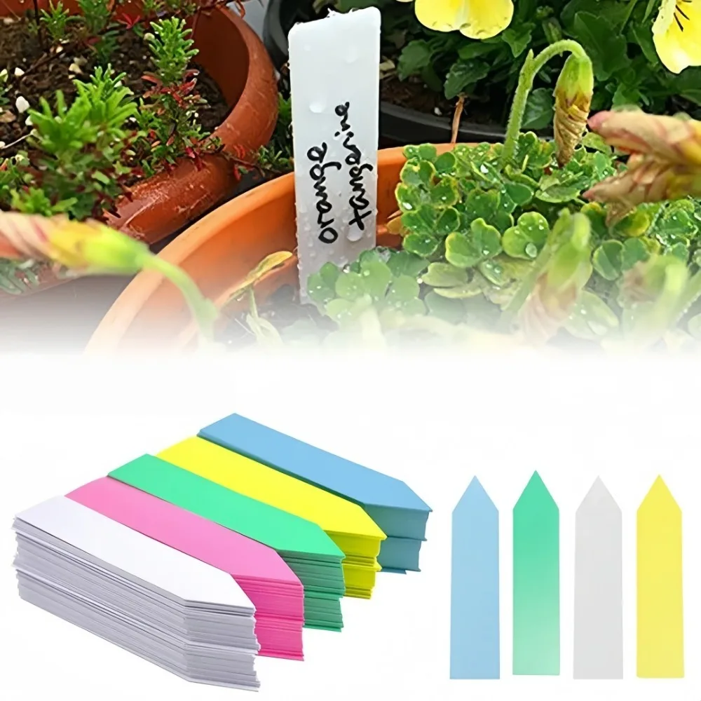 100 Pcs 4-inch Plastic Plant Tag Waterproof Kindergarten Garden Plant Tag Post Pot Mark Multi-colored Garden Labels for Plants