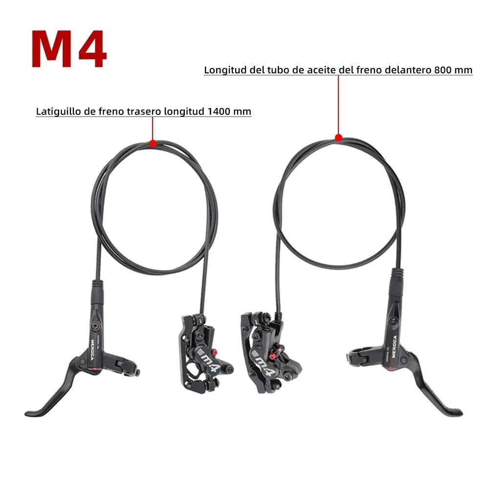 MEROCA 4-Piston MTB Hydraulic Brake Set With Silicone Protective Cover Front And Rear Brake 800mm/1400mm Bike Disc Brake For MTB