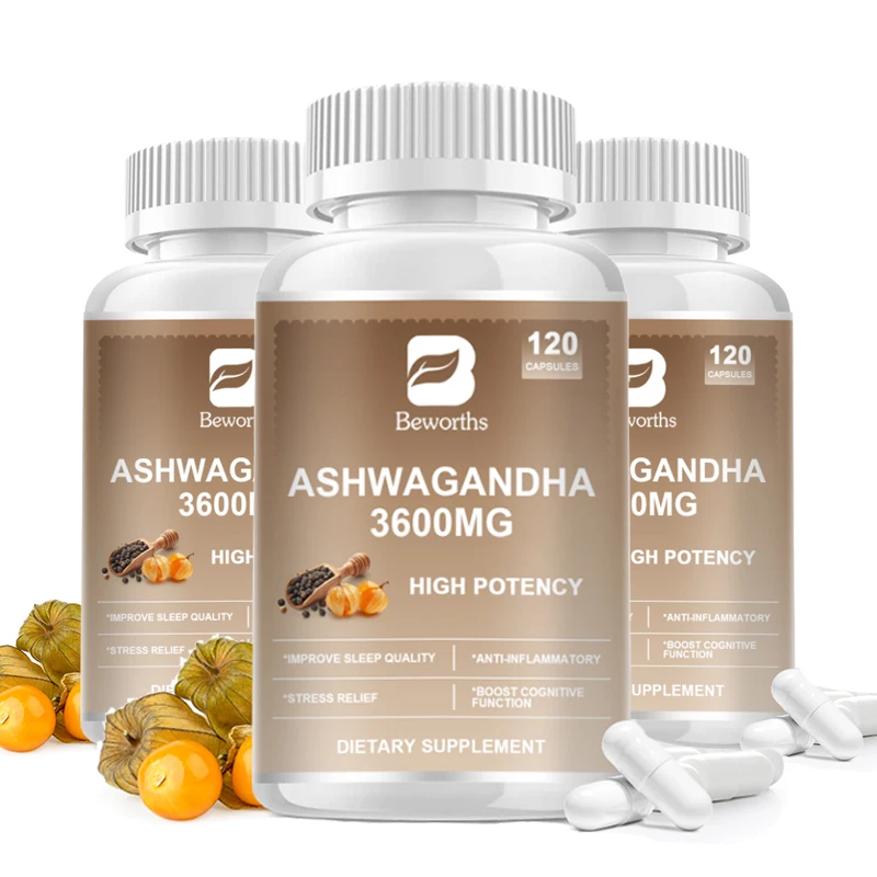 

BEWORTHS Ashwagandha Capsules Support Brain and Memory, Relief Stress, Support Focus Mood, Deep Sleep for Men and Women ﻿