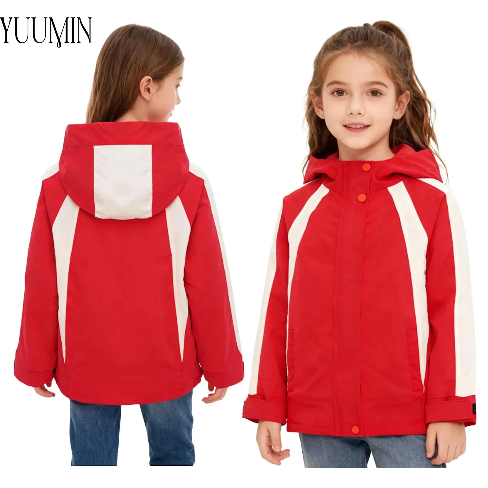 

Детская спортивная куртка с капюшоном для девочек, пальто на молнии с длинными рукавами, верхняя одежда с карманами для школы, пешего туризма, кемпинга, скалолазания, езды на велосипеде
