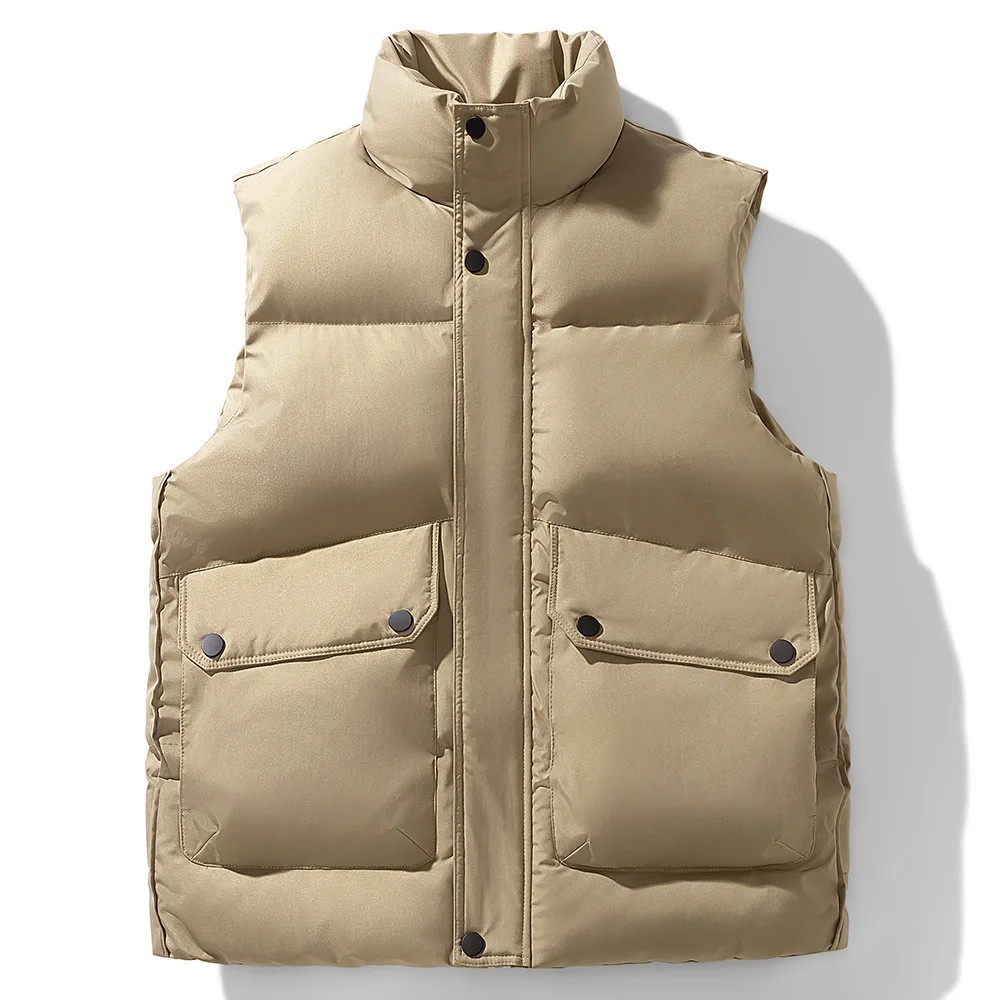 Winter Solid Padded Vest Men's Warm Casual Sleeveless Jacket