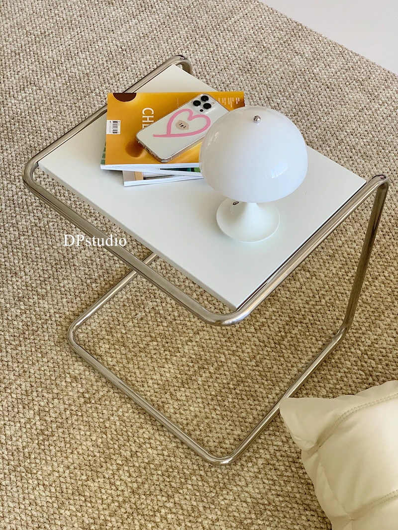 Stainless steel stackable side table, minimalist  , bedside storage cabinet, sofa, H-shaped