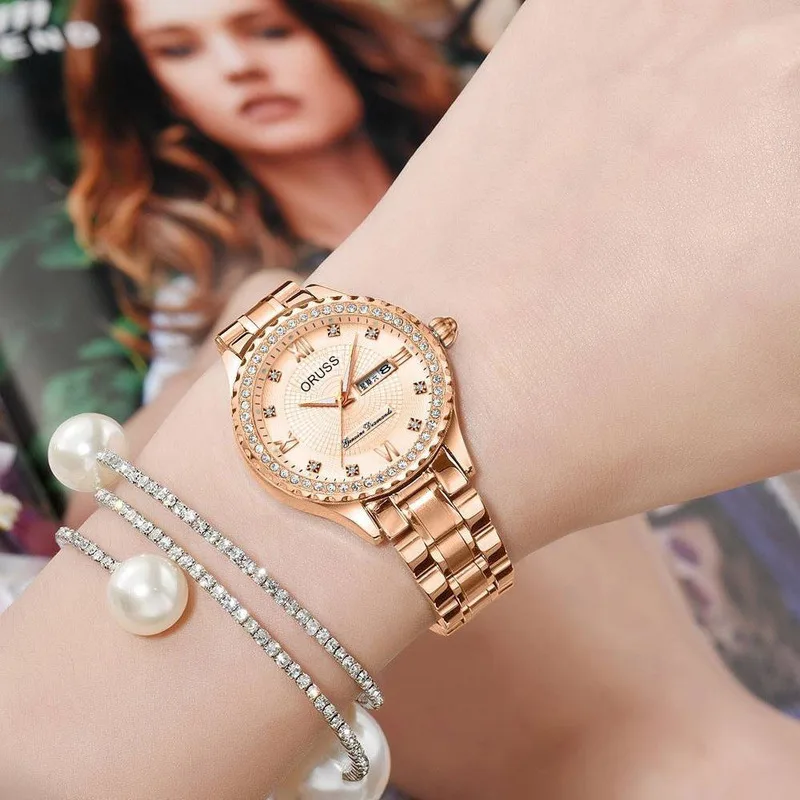 Elegant Women Quartz Watch Diamond Accent Watch Simple Stylish Ladies Wristwatch Perfect For Daily Wear Office Special Occasions