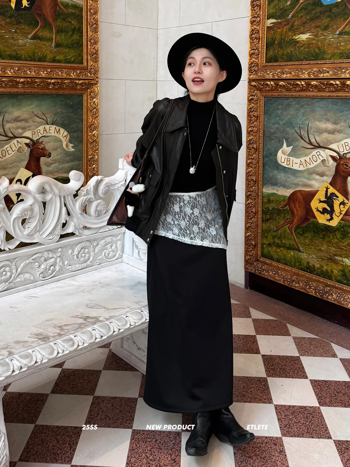 

Юбка миди ETLETE Bla с кружевным декором, удлиняющая ноги, с эффектом похудения, с высокой талией, из смесового хлопка, полиэстера и спандекса, для повседневной носки