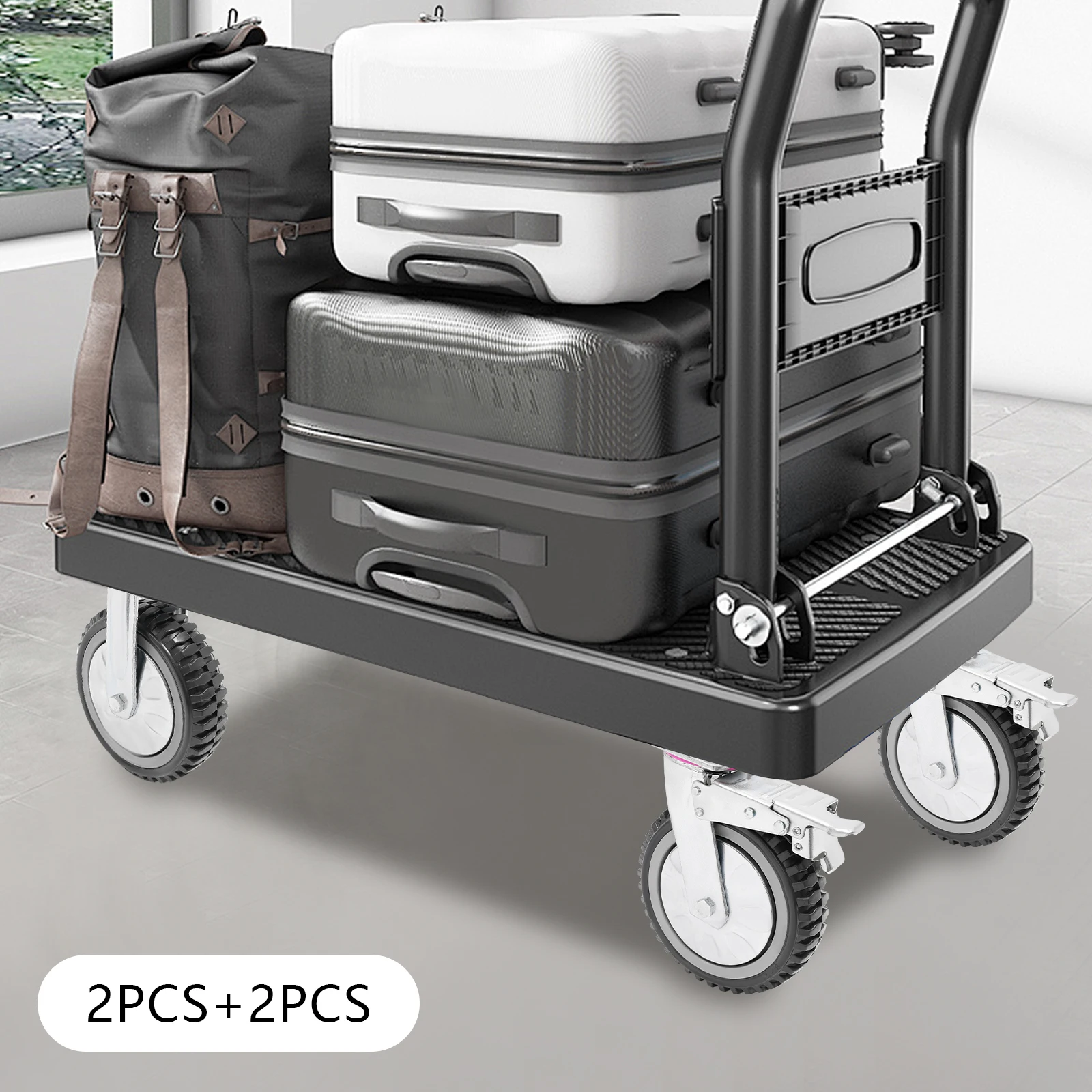 

600kg Heavy-Duty Caster Wheels 4PCS Set 20cm PVC Wheels with Dual Brake 8 Inch Caster Wheels