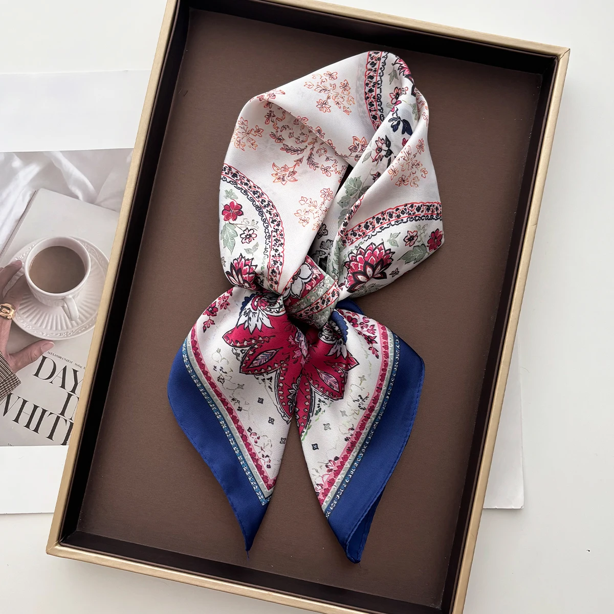 Luxury Square Scarf For Women Imitation Silk Bandanas Printed Hijab Elegant Scarves Neckerchief Fashion Beach Shawl Wraps