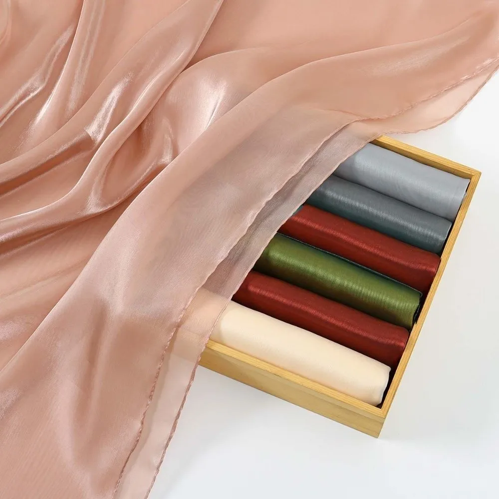 Sweet Breathable Chiffon Hijab Scarf Long Sunscreen Smooth Silk Headscarf Polyester Sweat-absorption Thin Large Shawl Head Wrap