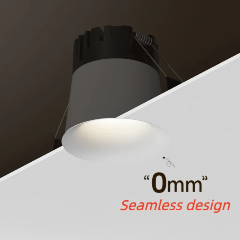 Curved-Edge Bezel-Less Pendant Lights for an Embedded Living Room with a Central Ceiling Light