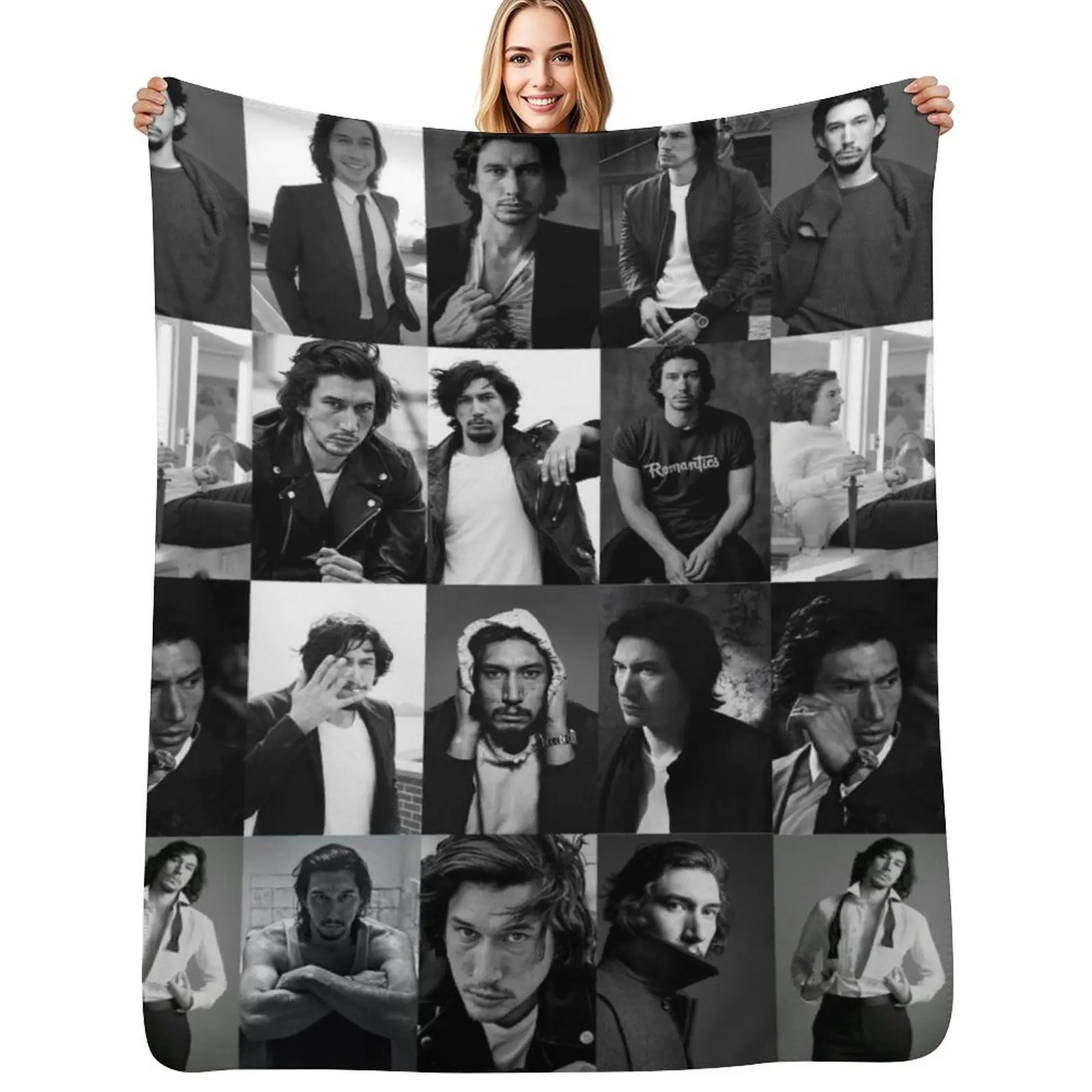 Adam Driver Collage Throw Blanket Soft Cozy Blanket for Pet Kids Adults