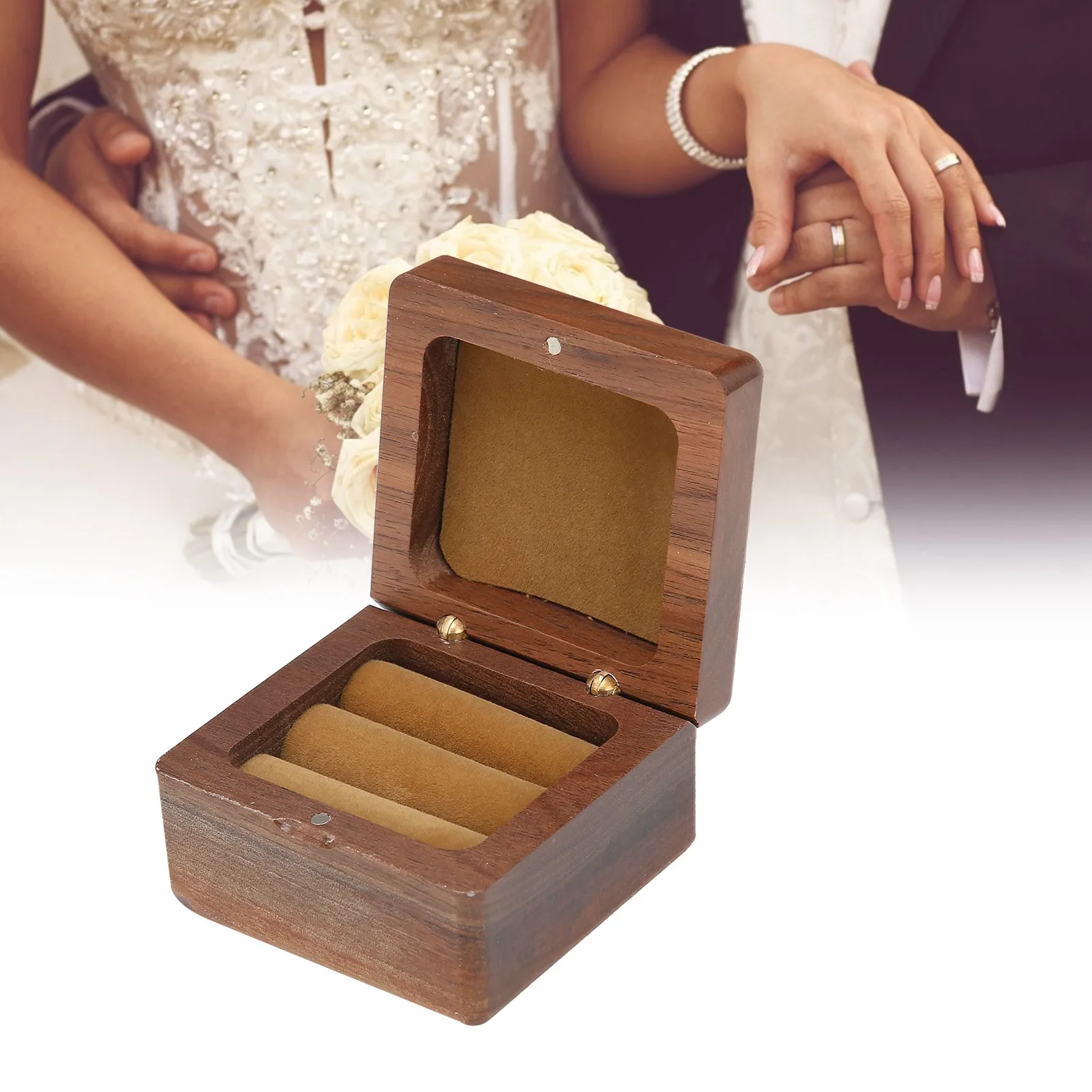 ZK20 Wood Ring Box Jewelry Storage Display Case Organizer for Proposal Wedding Ceremony