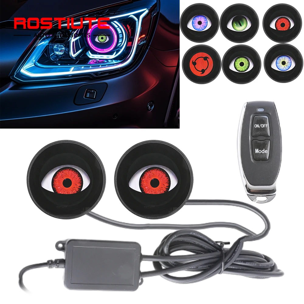 Dynamic Demon Eyes Led Light Wireless Control Car Headlight Adjustable Eye Pattern Evil Eye12-36V Fog Lights DRL Car Accessories