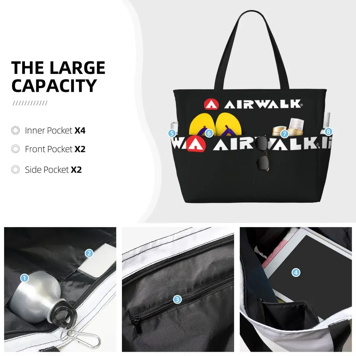 Airwalk Logo Beach Tote Bag Sport Gym Yoga Duffle Large Tote Bag Women Travel Bag Fitness bag