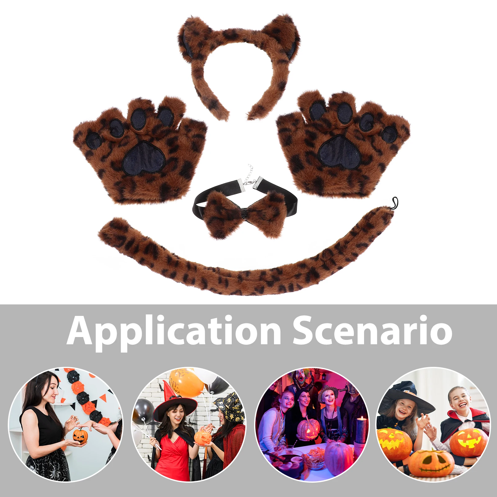 

1 set Halloween Black Gloves Cat Ear Headband Set Material Party Cosplay Costume Animal Accessories