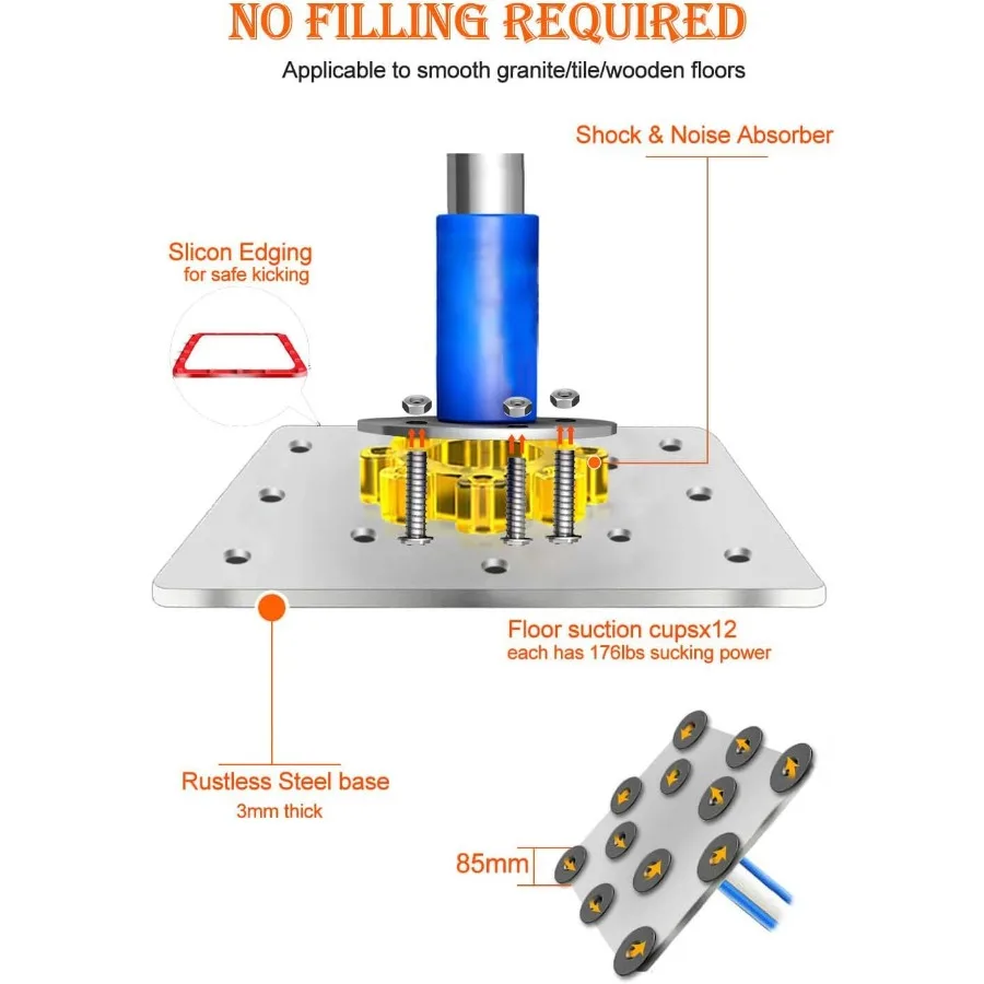 كيس ملاكمة قائم بذاته - كيس ملاكمة ثقيل بطول 47/4 قدم مع قاعدة فولاذية لكوب الشفط لتدريب الملاكمة في صالة الألعاب الرياضية المنزلية
