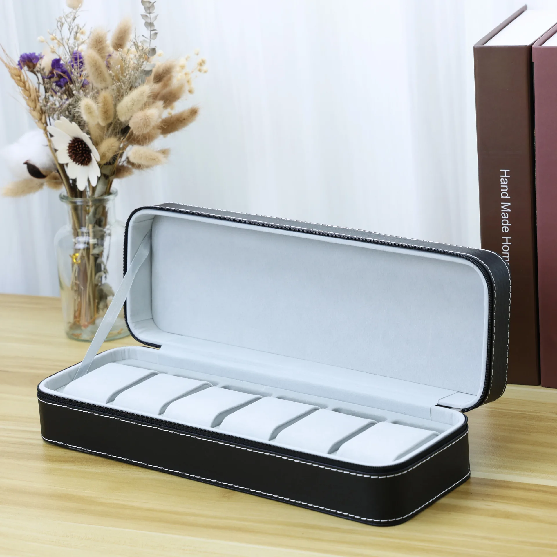 Luxury 6/10/12 slot Portable Leather Watch Box Watch Good Organizer Jewelry Storage Box Zipper Easy Carry Men Watch Box New D50