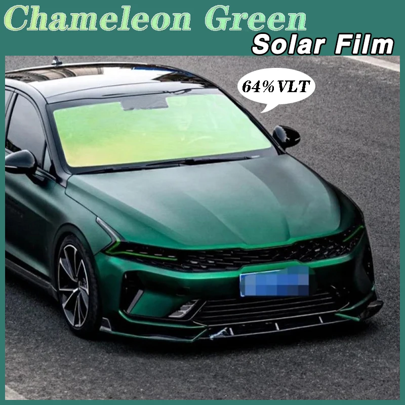 Automotive Color Change Chameleon Aurora Green Window Film 64 %VLT High Insulation Car Sticker UV Blocking Windshield solar Film