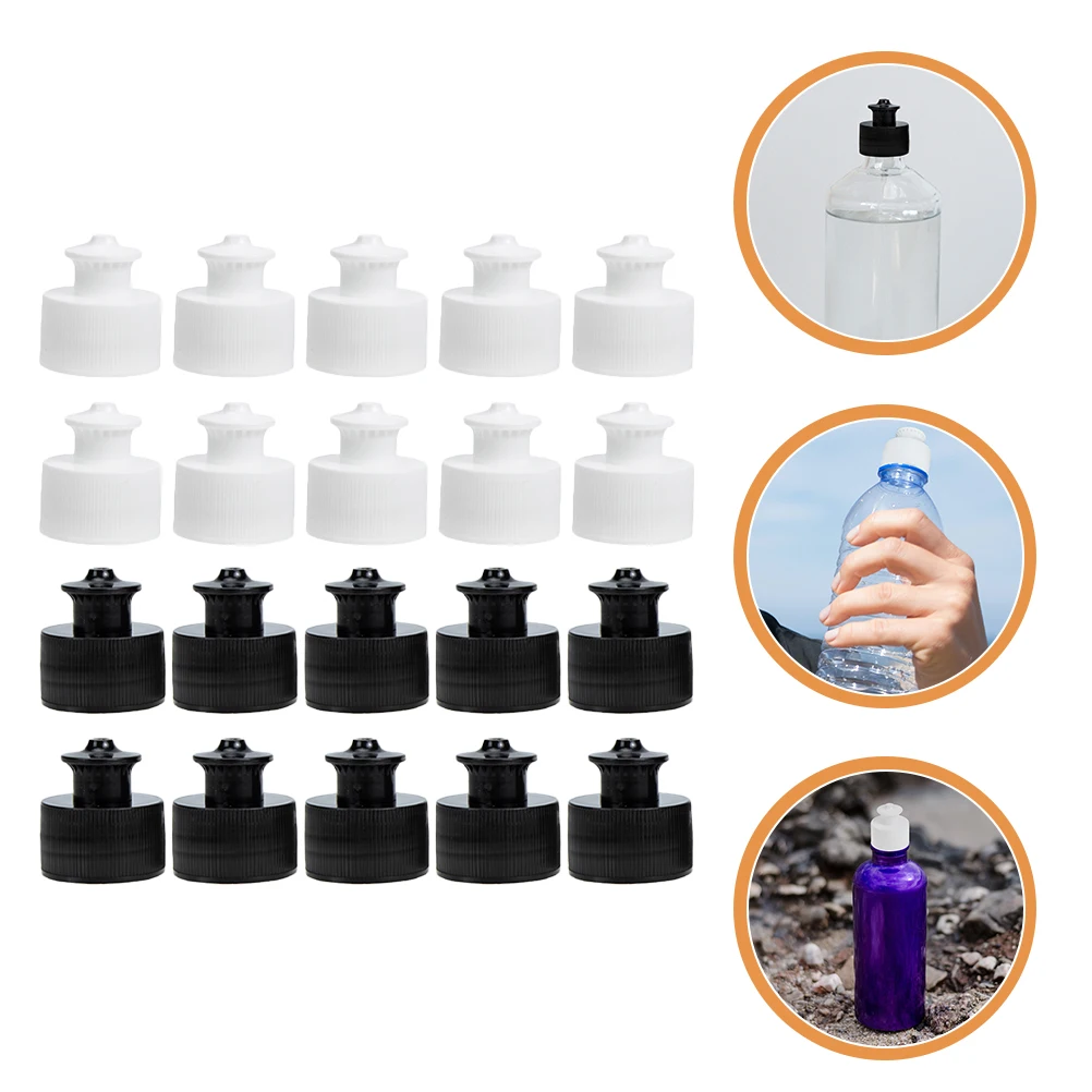 

40pcs Mineral Water Bottle Caps 28mm Diameter Sports Pull Cover Replacement Lids Push Straw Travel Outdoor Camping Hiking