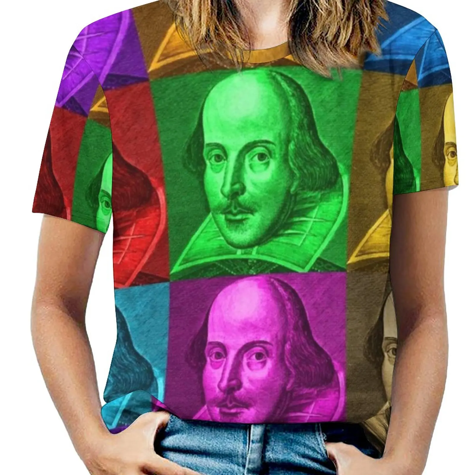 William Shakespeare Pop Art Women T-Shirt Crewneck Casual Short Sleeve Tops Summer Tees William Shakespeare Shakespeare Pop Art