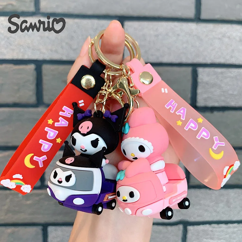 

2024 Sanrio Hello Kitty Kuromi Keychain Cute Cinnamoroll My Melody Keyring Children Pochacco Pendant Keychains Christmas Gifts