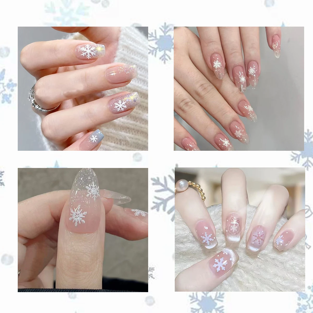 3/6/12 ورقة الأبيض ندفة الثلج مسمار الفن ملصقات مجموعة الشتاء عيد الميلاد الثلوج ذاتية اللصق مسمار الشارات عطلة DIY مسمار الزينة #5