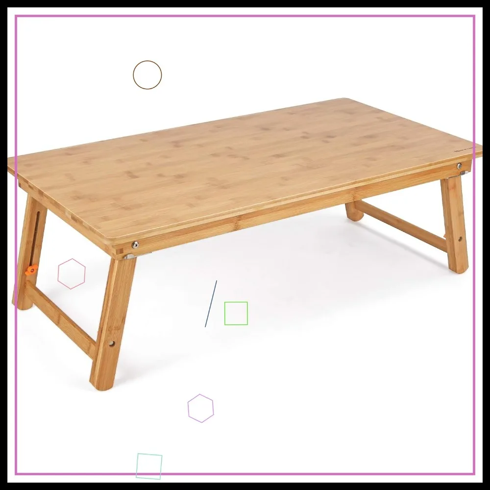 Large Adjustable Floor Desk with Folding Legs, Low Coffee Table for Gaming and Breakfast Serving Tray, 33.5x17.7in
