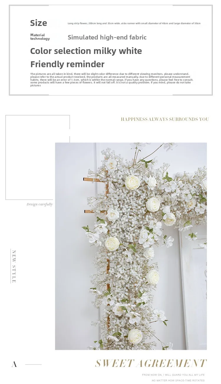 2M Künstliche Gypsophila-Blumenreihe, Fake Baby's Breath Blumenball, Hochzeits-Hintergrund, Bogen, Tisch, Fensterdekoration, Event-Dekor – Detail 3
