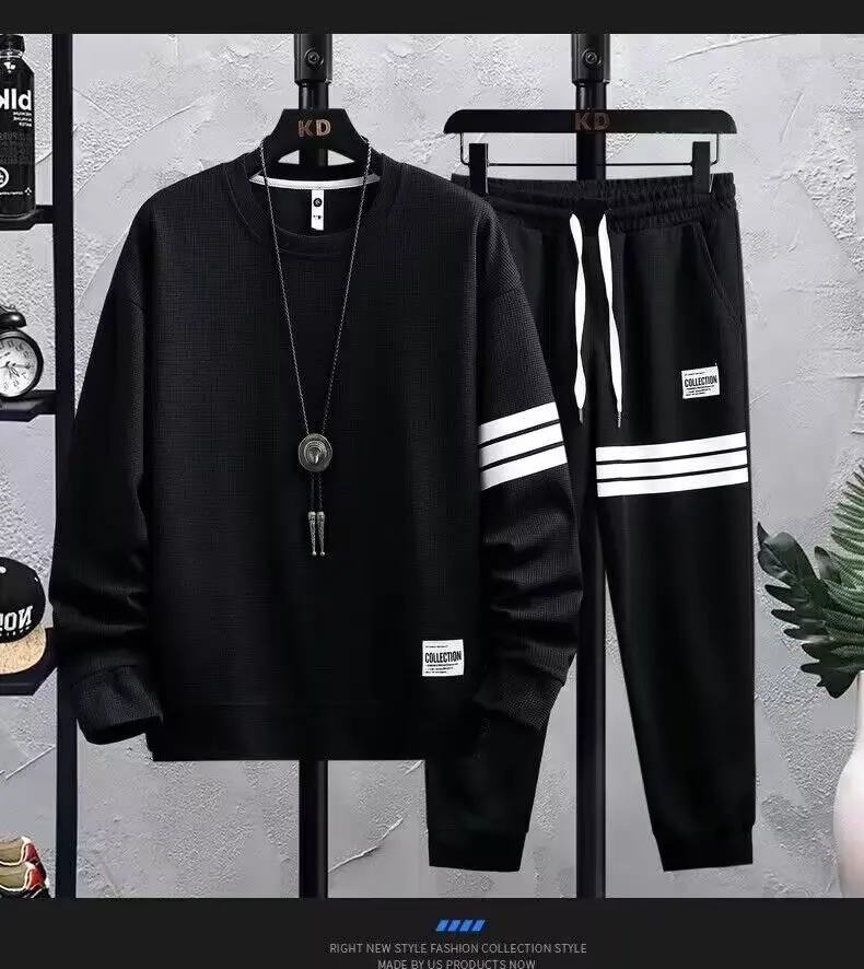 Spring Autumn Long sleeve Sweatsuit set 2 pieces man sports suits Hip Pop Y2k Men Fashion Trend O-Neck Oversized Korean Style