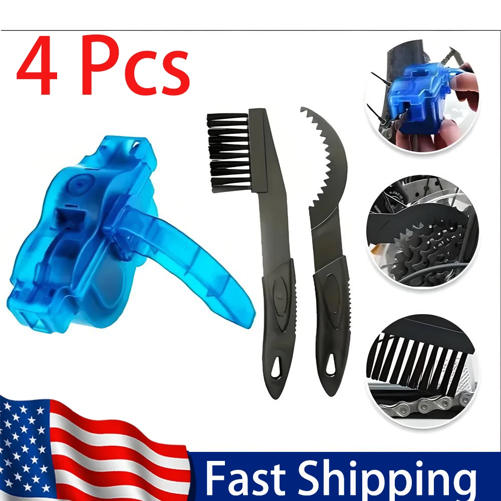

4 Pcs Bicycle Cleaning Brush Bike Chain All-Round Cleaner Wash Brushes Tool MTB Riding Portable Chain Clean Maintenance Tools