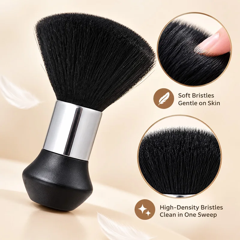 4Pcs Professional Barber Neck Duster Brush Set Soft Nylon Bristle Hair Cleaning Brush Leopard Handle Hairdressing Salon Barbershop Styling Tools