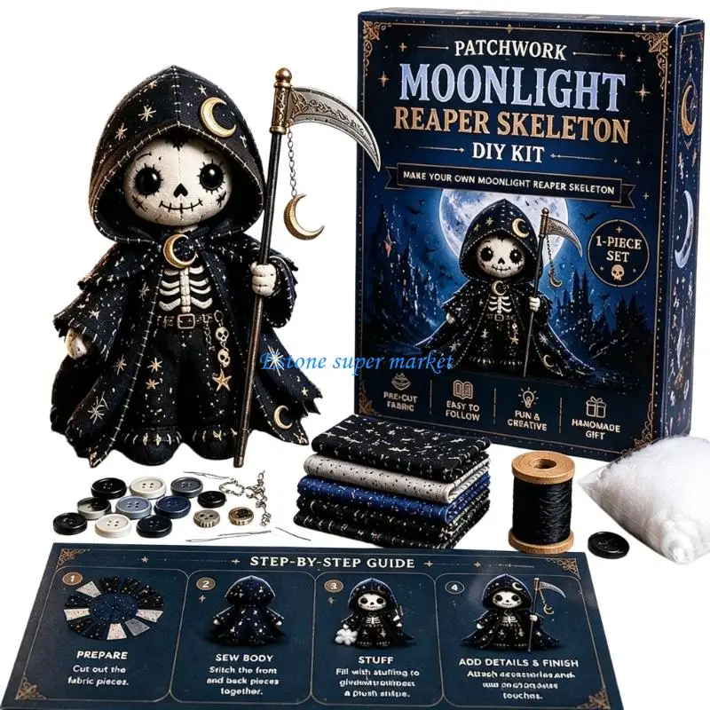 090B DIY Soft Plush Skeleton Doll Craft Set for Witch Sewing Activity Home
