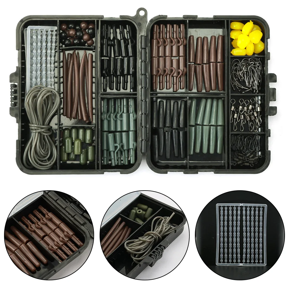 173pcs Carp Fishing Tackle Box Kit Carp Fishing Rigs Swivel Snaps Helicopter Rig Carp Fishing Group Accessories