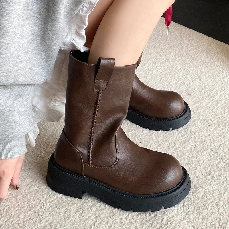 

Женские ботильоны на плоской подошве, повседневная уютная спортивная обувь, модные платья, зимние ботинки Botas 2025 года, новые дизайнерские прогулочные ботинки челси De Mujer